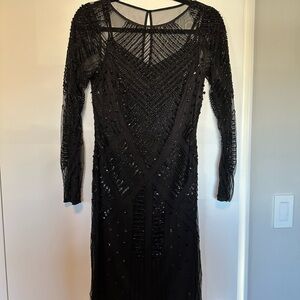 Adrianna Papell Black Beaded Dress